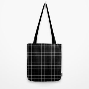 Society6 black and white grid minimal tote